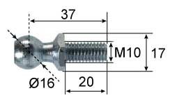Kugla kutnog zgloba Ø16; Duzina=37; M10