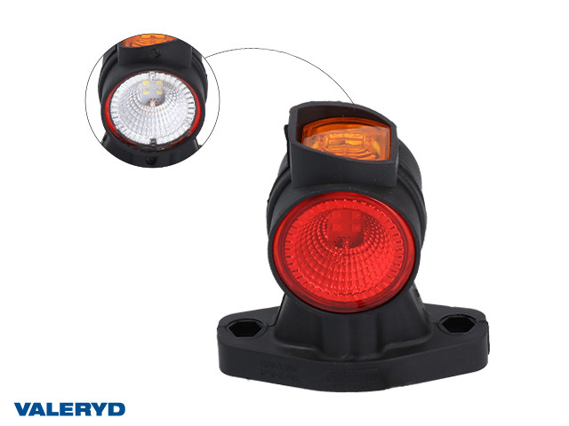LED Begrenzungsleuchte Valeryd 96xØ52x52mm R rot/weiß/gelb 12-36V, 0,5m kabel