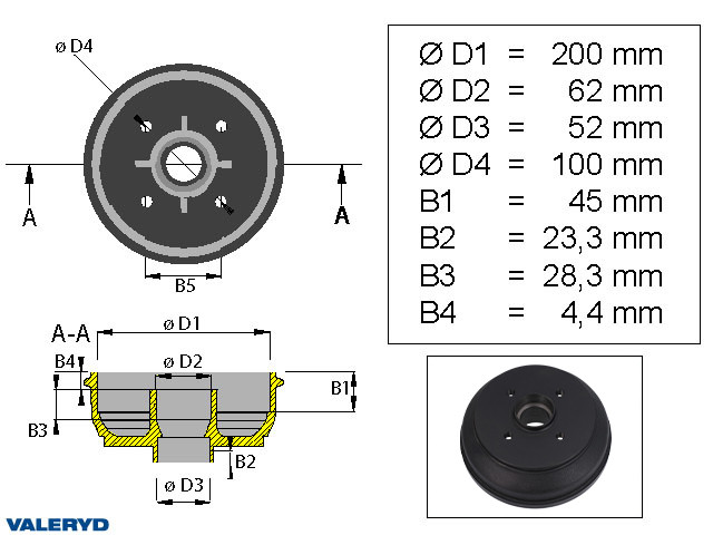 Doboš 200x35 4x100 Hahn/BPW/Peitz M24