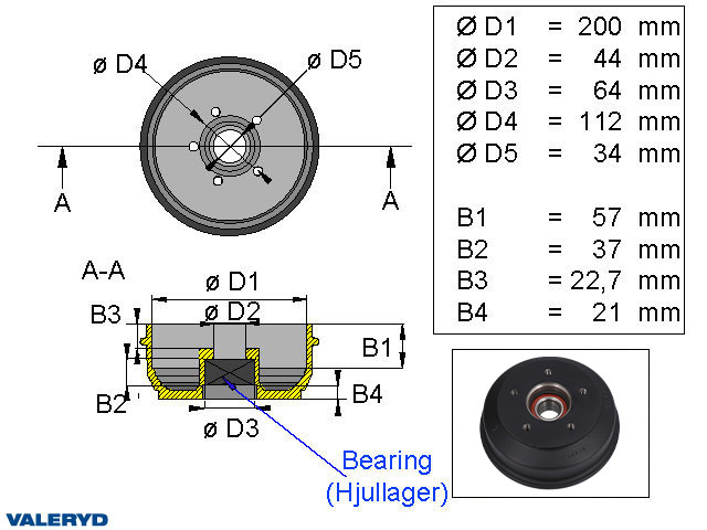 Doboš 200x50 5x112 BPW S2005-5 Kompaktlager