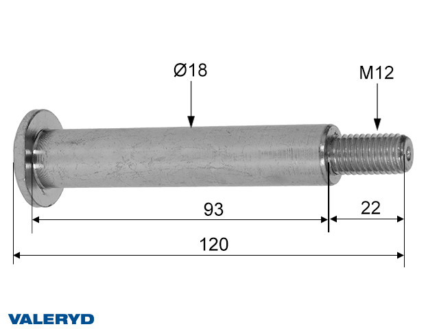 Lagerbolzen M12 für Handbremshebel Knott 7,5/13/17/20, Ausf. KH/HF