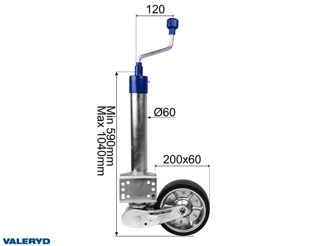 Podporni kotac Automat Ø60mm puna guma 200x60mm. opterecenje 500 Kg izbacena spojka