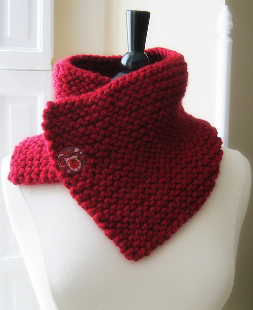 Red Chunky Hand Knit Cowl | Cozy Winter Accessory | sale