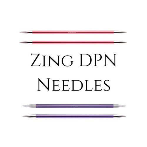 Knitters Pride Zing Double Pointed Knitting Needles, Birch-wood, pink, and purple, with silver tips, ideal for knitting projects with Double Pointed Needles and Knitters Pride Dreamz accessories, suitable for various knitting techniques