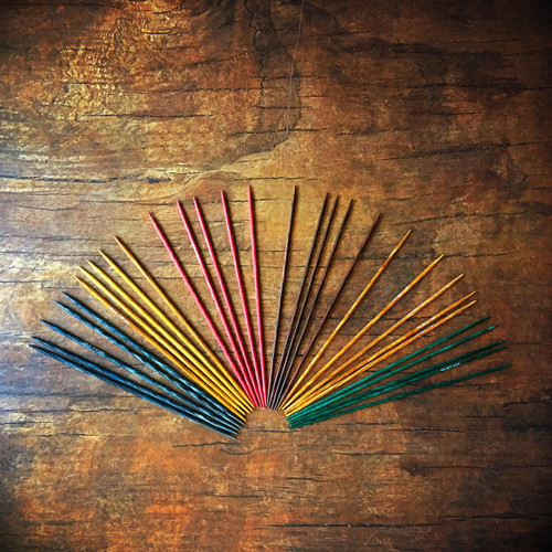Knitter's Pride Dreamz DPN double pointed needles in assorted colors and 6 inches length, featuring vibrant hues of pink, yellow, green, and blue.