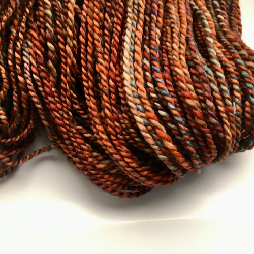 "Luxury 2-ply merino wool yarn in Canyon Mirage, hand-processed in West Virginia.
