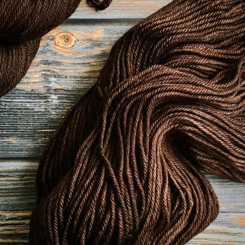 Forever Winding Wool Coffee Brown Hand-Dyed Merino Wool Yarn Superwash 