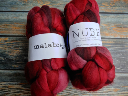 Malabrigo Nube Cereza | 100% Merino Wool Roving, 4oz | Spinning & Felting Fiber