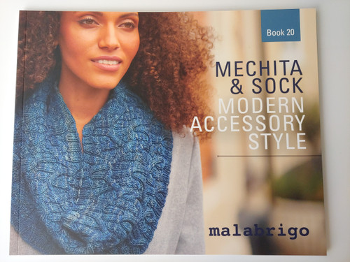 Malabrigo pattern book 20, featuring 16 glove, shawl, and hat designs for worsted yarns, compatible with Mechita and Ultimate Sock Yarn.