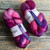 Malabrigo Nube Wool Roving, 4oz, hand dyed Baya Electrica, pink, purple, and magenta hues, 100% Merino fiber combed top skeins.