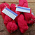 Malabrigo Worsted Geranio yarn skeins, vibrant pink merino wool, hand-dyed,  bold color, Malabrigo brand, Worsted weight, Geranio color.