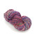 Forever Winding Wool Fiesta Luxury Handspun Yarn, Bulky 2-Ply Fine Merino, multicolored skein with pink, purple, blue, and green hues.