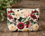 Bruno Visconti Floral Canvas Knitting & Crochet Organizer Pouch with colorful flowers and leather wrist strap, white and red floral pattern.