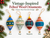 Four vintage-inspired felted wool Christmas ornaments in blue, sage, burgundy and pink, numbered to help customers choose their favorite design.