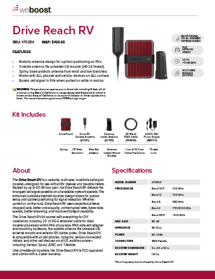 Drive Reach RV Spec Sheet PDF