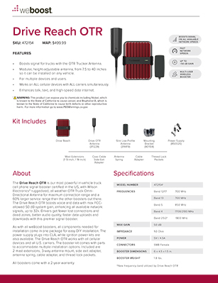 Tech Spec Sheet Drive Reach 472154 PDF