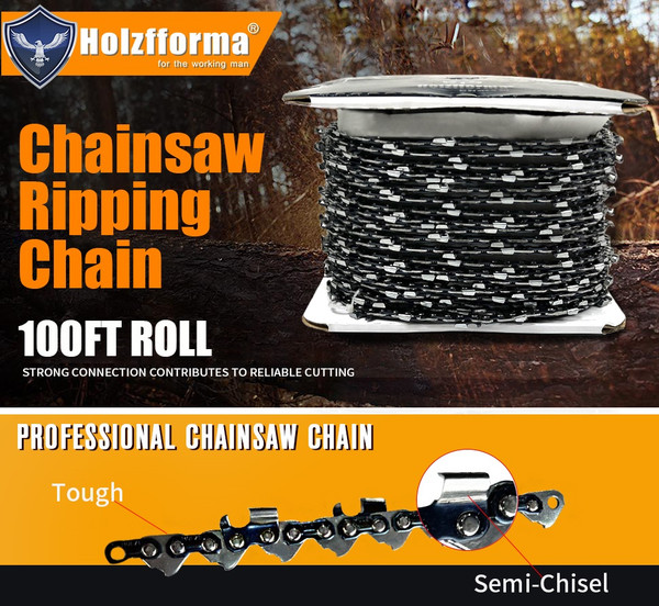 Holzfforma 100FT Roll 3/8” .063'' Semi Chisel Ripping Saw Chain