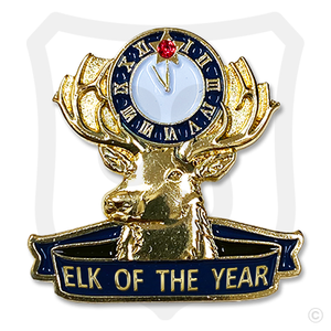 (SKU:1610) 3D Elks “Elk of the Year” Lapel Pin – 1" Gold Finish