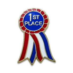 (SKU:117) 1st Place Ribbon Lapel Pin in Gold Finish.