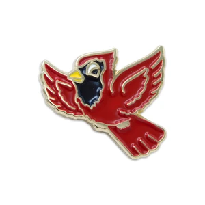 (SKU:853) Cardinal Bird Lapel Pin in Brass Finish.