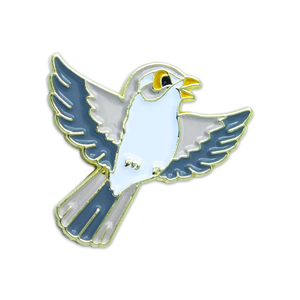 (SKU:856) Mockingbird Lapel Pin in Brass Finish.