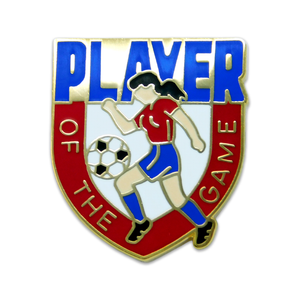(SKU:267) Player of the Game (girl) Lapel Pin in Gold Finish.