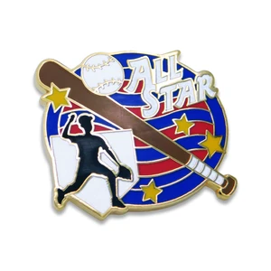 (SKU:221) All Star Baseball Boy Silhouette Lapel Pin in Gold Finish.