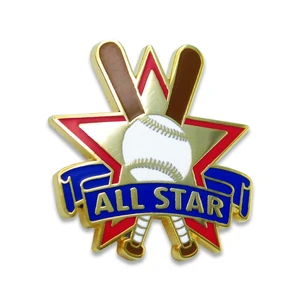 All Star Baseball Star & Bats Pin