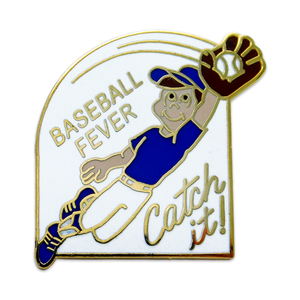 Baseball Fever - Catch it! lapel pin in gold finish with one clutch back attachment