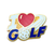 (SKU:899) I Love Golf Lapel Pin in Gold Finish.