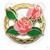 (SKU:36) Roses Encircled Circle of Life Lapel Pin Safety Pin Brooch in Gold Finish.