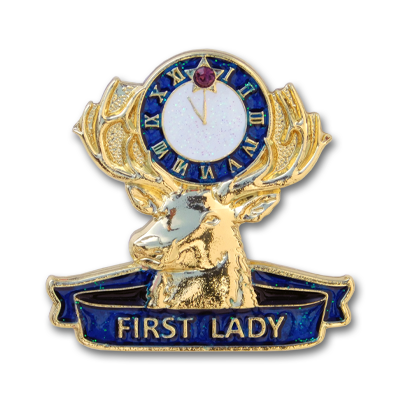 (SKU:1659) Elks First Lady Lapel Pin – 1" Gold Finish