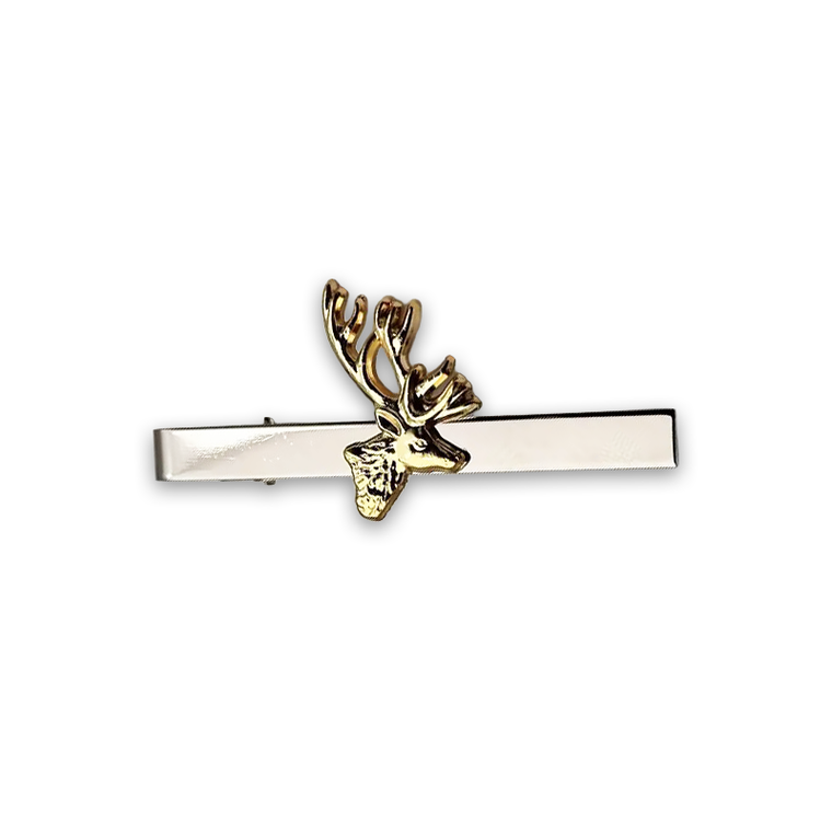 (SKU:1720) Elk Tie Clip — Gold on Nickel