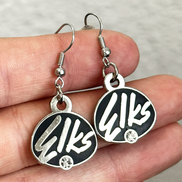 (SKU:1722) Elks Script w/ Rhinestone as earring set. (Nickel Finish)