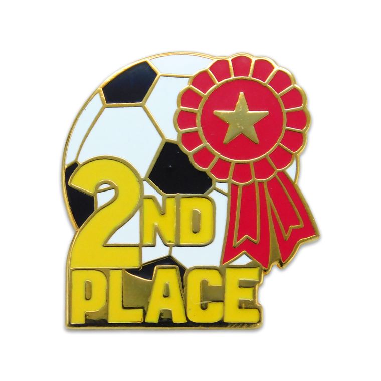 (SKU:263) 2nd Place Soccer Lapel Pin in Gold Finish.