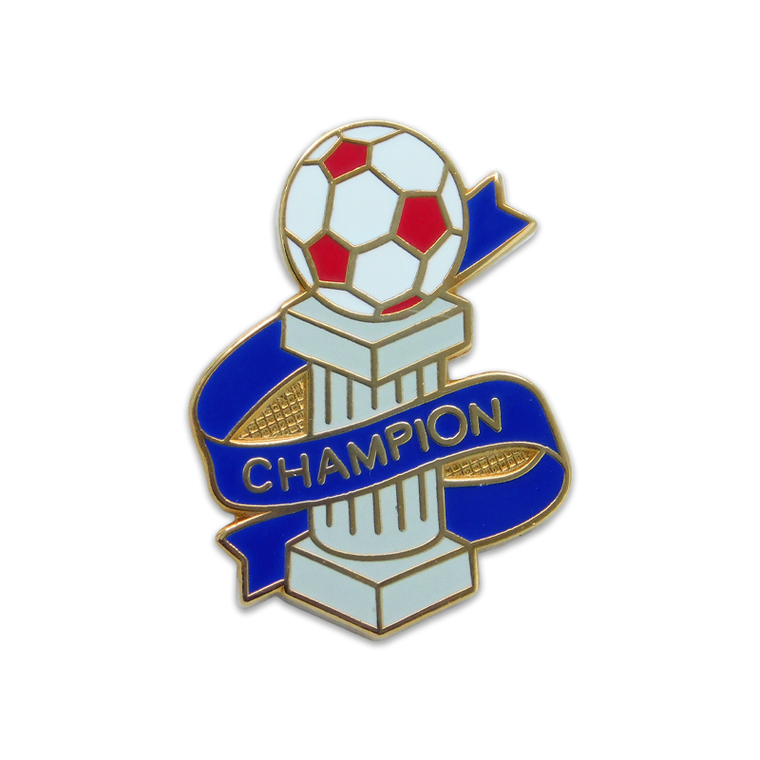 (SKU:261) Soccer Champion Lapel Pin in Gold Finish.