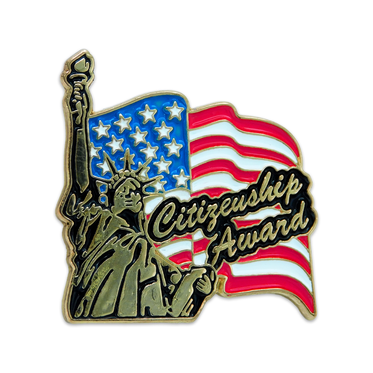 (SKU:169) Citizenship Award Lapel Pin in Brass Finish.