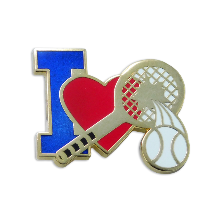 (SKU:320) I Love Tennis Lapel pin in Gold Finish.