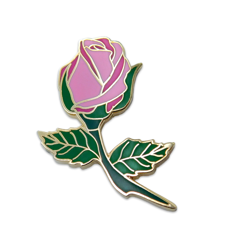 Pin Rose Bud Flower Lapel Pin Gold Finish