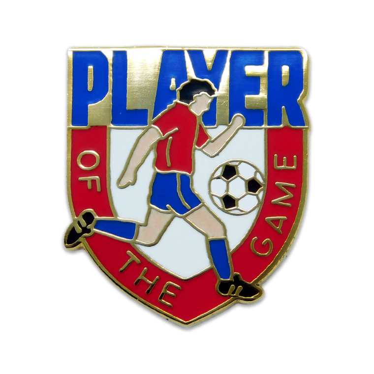 (SKU:266) Player of the Game (boy) Lapel Pin in Gold Finish.