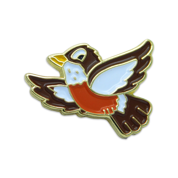 (SKU:859) Robin Bird Lapel Pin in Brass Finish.