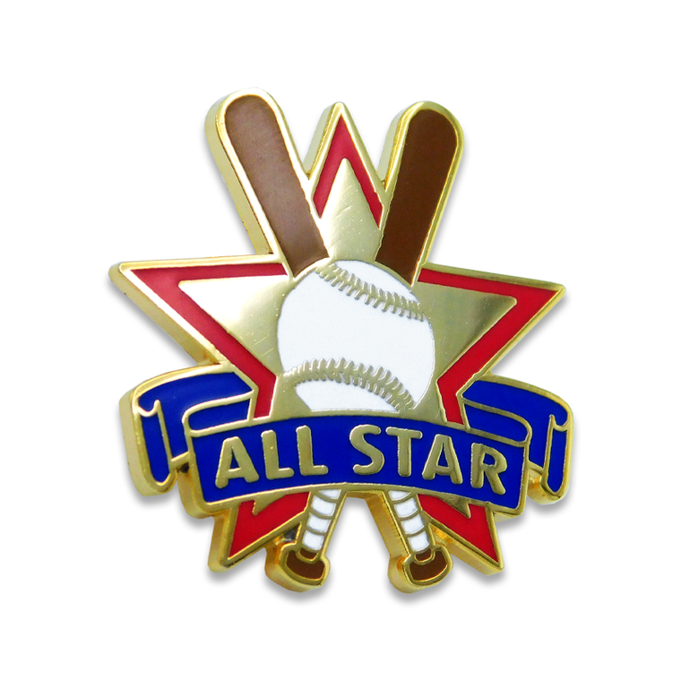 All Star Baseball Star & Bats Pin