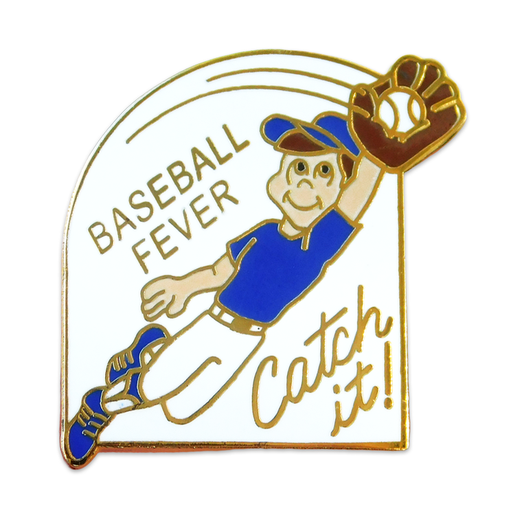 Baseball Fever - Catch it! lapel pin in gold finish with one clutch back attachment