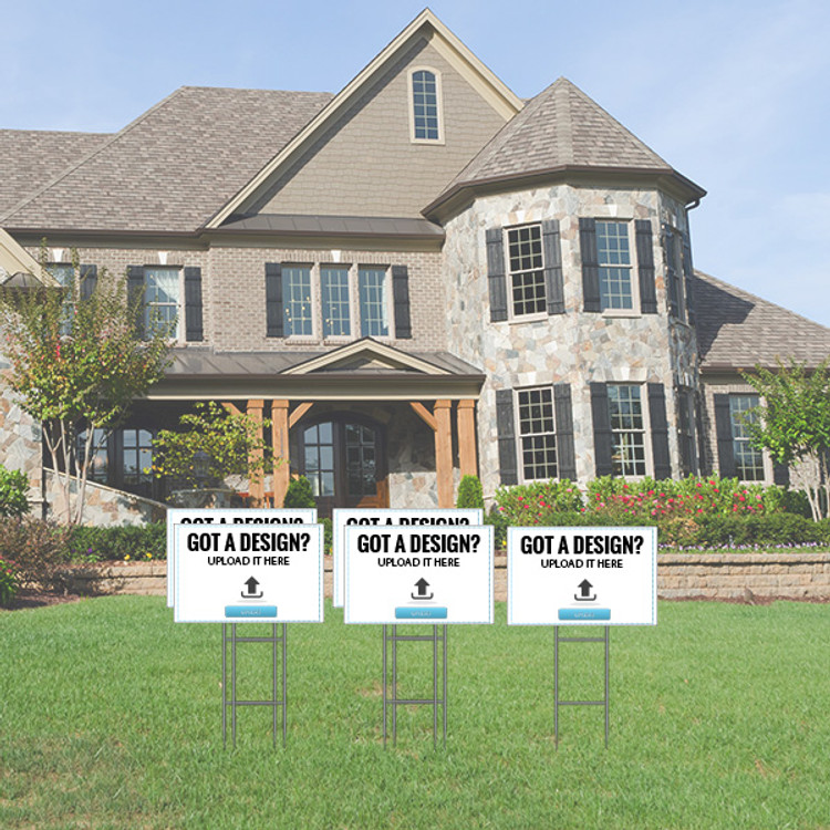 Pack of 5 - Upload Your Own Design - Directional Signs - Includes Stakes - 12T x 18W
