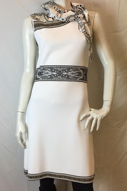 Class Cavalli White Scarf Neck Knit Dress