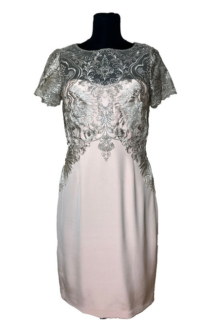 Marchesa Notte Crepe Lace Sheath Dress