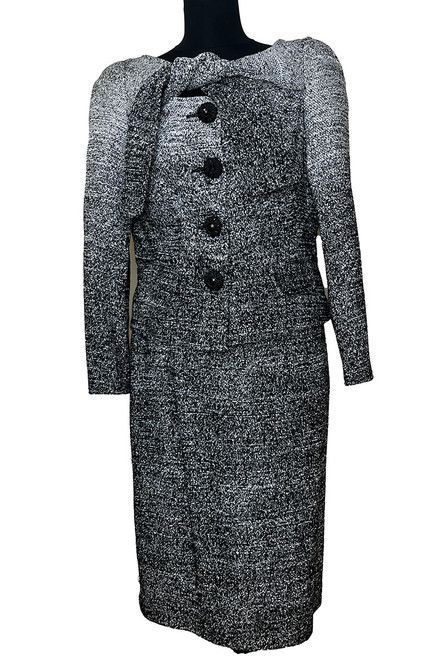 Edward Achour Tweed Tie Jacket and Straight Skirt Combo