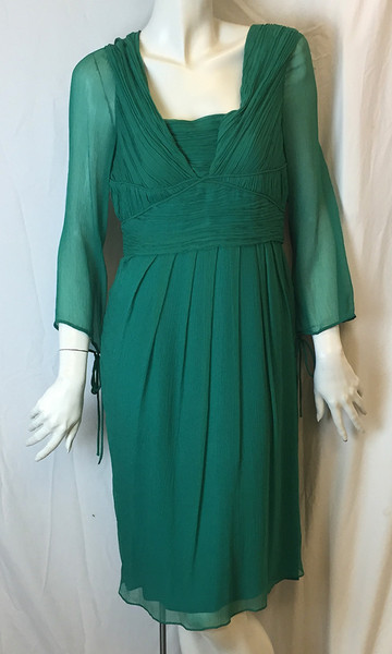 Luisa Beccaria Green Pleated Rushe Dress