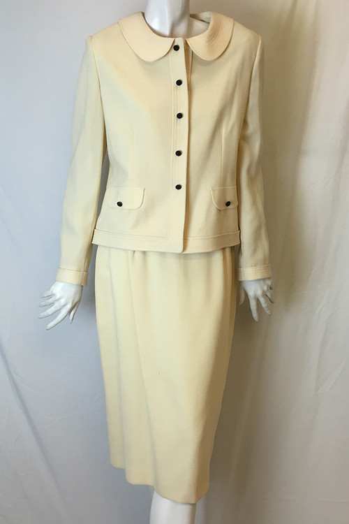 Ecaille Cream Button Front Skirt Suit - Couture Outlet NYC