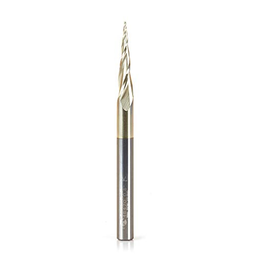 Amana Tool - 46470 CNC 2D & 3D Carving 6.2 Deg Tapered Angle Ball Tip x 0.8mm Dia x 0.40